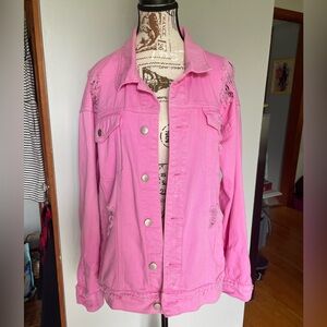 Forever 21 Distressed Jean Jacket, Size L